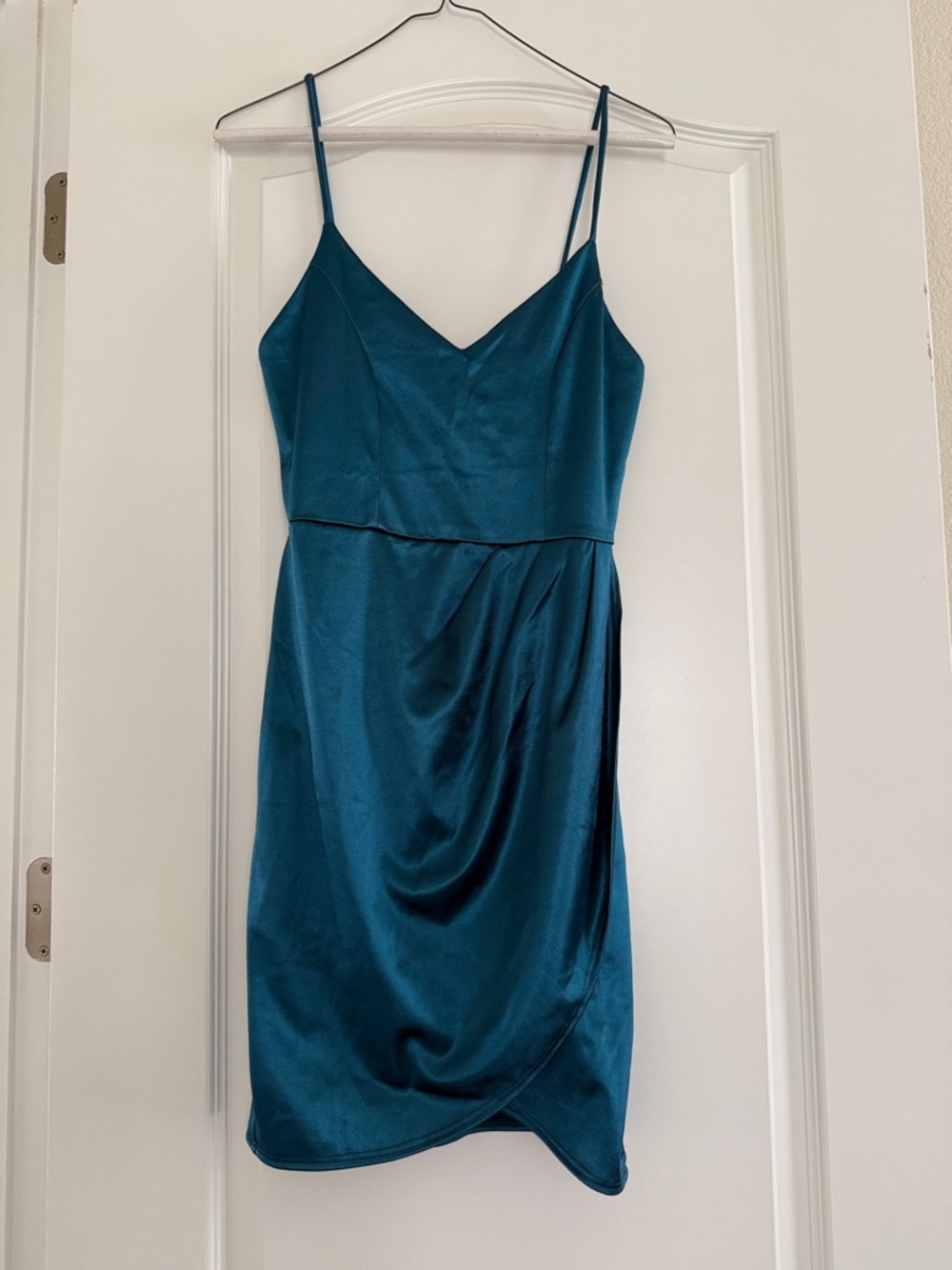 Lulus Silky Spaghetti Strap Deep Turquoise Dress Small